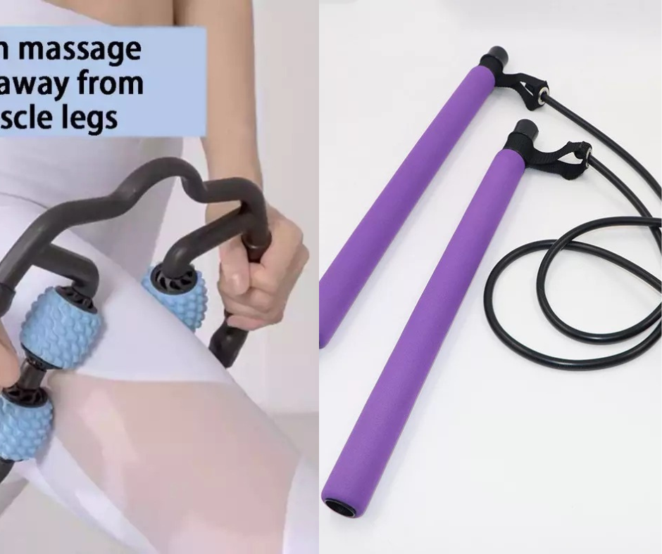 COMBO BARRA PILATES + RODILLO MASAJEADOR