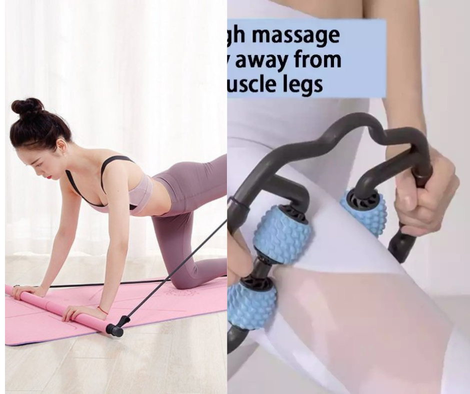COMBO BARRA PILATES + RODILLO MASAJEADOR