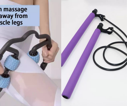 COMBO BARRA PILATES + RODILLO MASAJEADOR