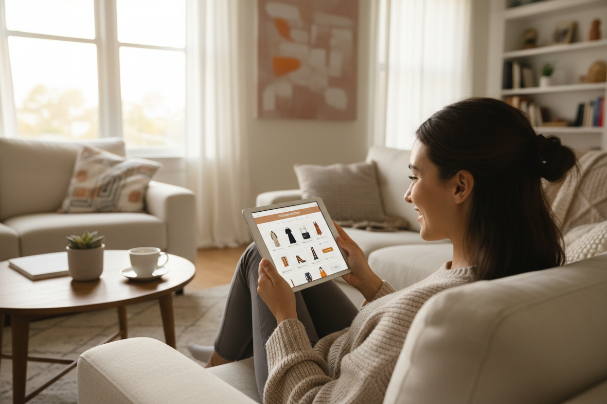 una persona comprando en línea en nuestra tienda web